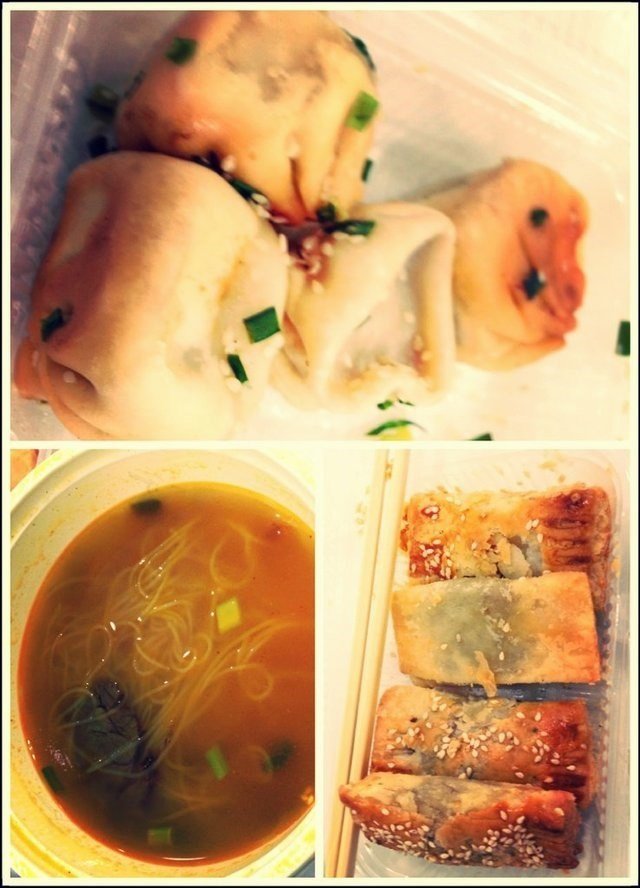生煎包，叉烧酥，牛肉汤