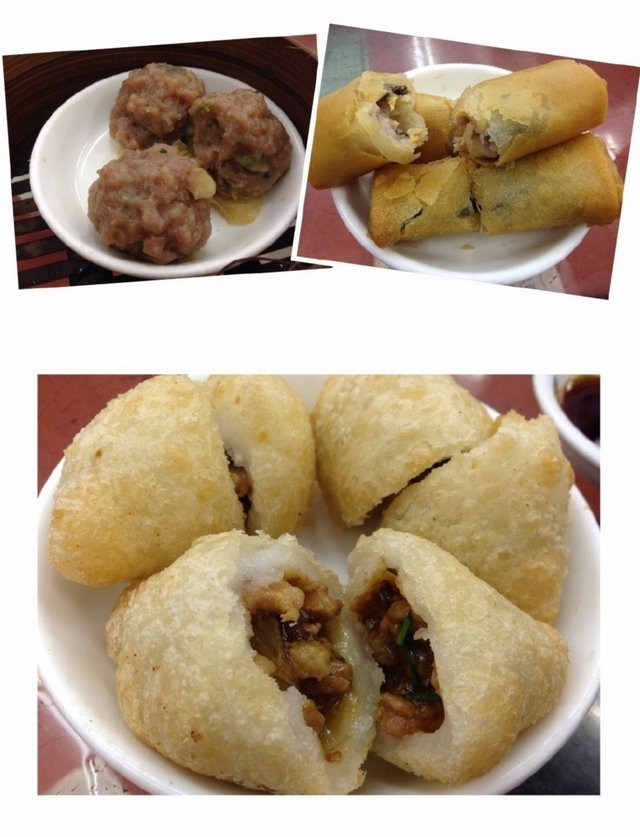 牛肉丸、春卷、咸水角